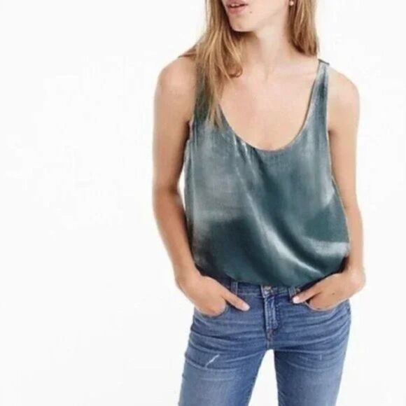 J. CREW Velvet Tank Top in Gentle Sea Women's Size 00 Style J4925 NWT - Picture 1 of 12